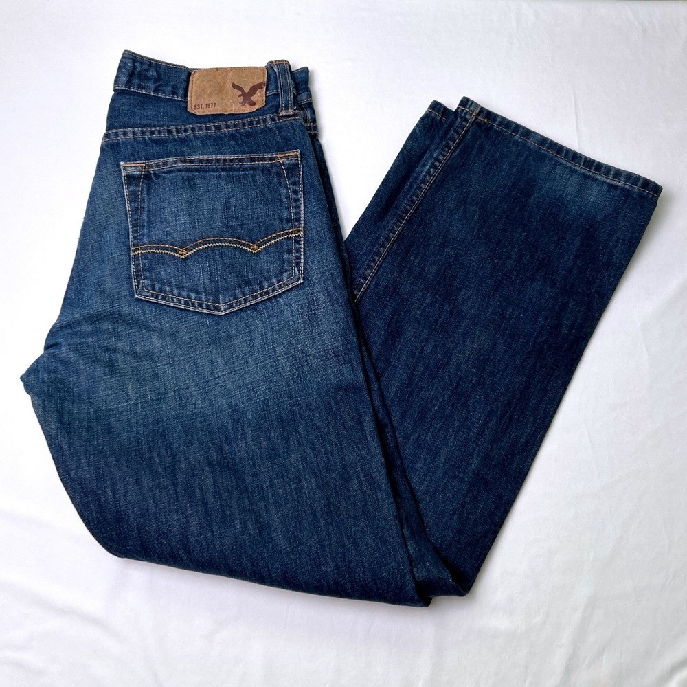 American Eagle Mens Relaxed Straight 100% Cotton Jeans Size 29x30 Blue Casual